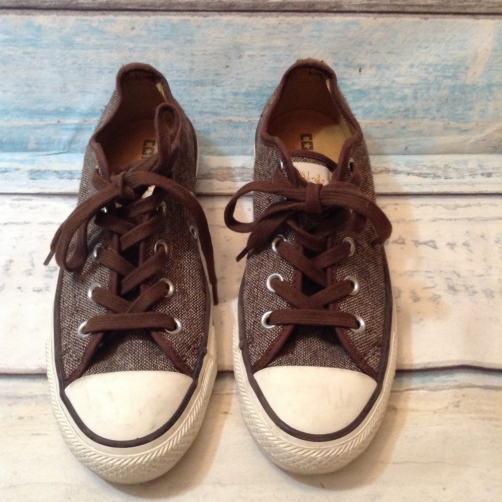 CONVERSE Brown Tweed Lace Up Sneakers